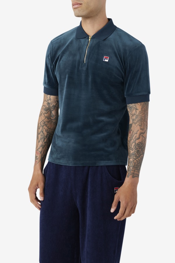 Teal Fila Outlets Devon Velour Polo
