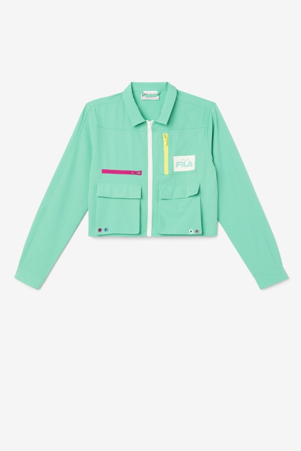 Marine Green Alina Zip Shirt Fila Outlets