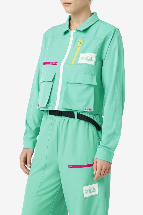 Marine Green Alina Zip Shirt Fila Outlets