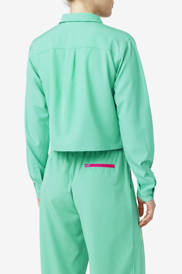 Marine Green Alina Zip Shirt Fila Outlets