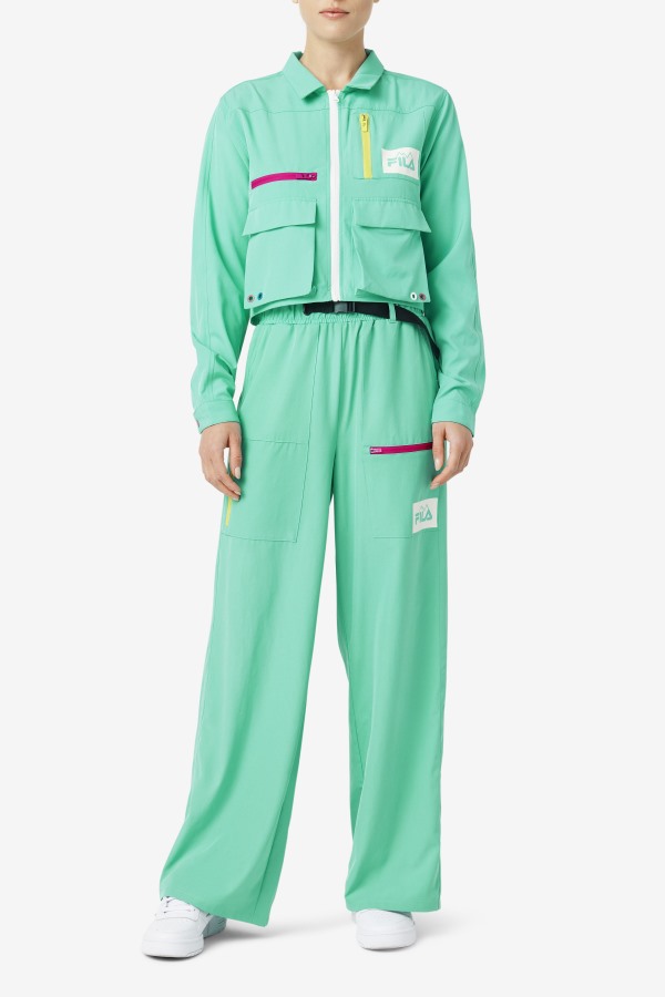 Marine Green Alina Zip Shirt Fila Outlets