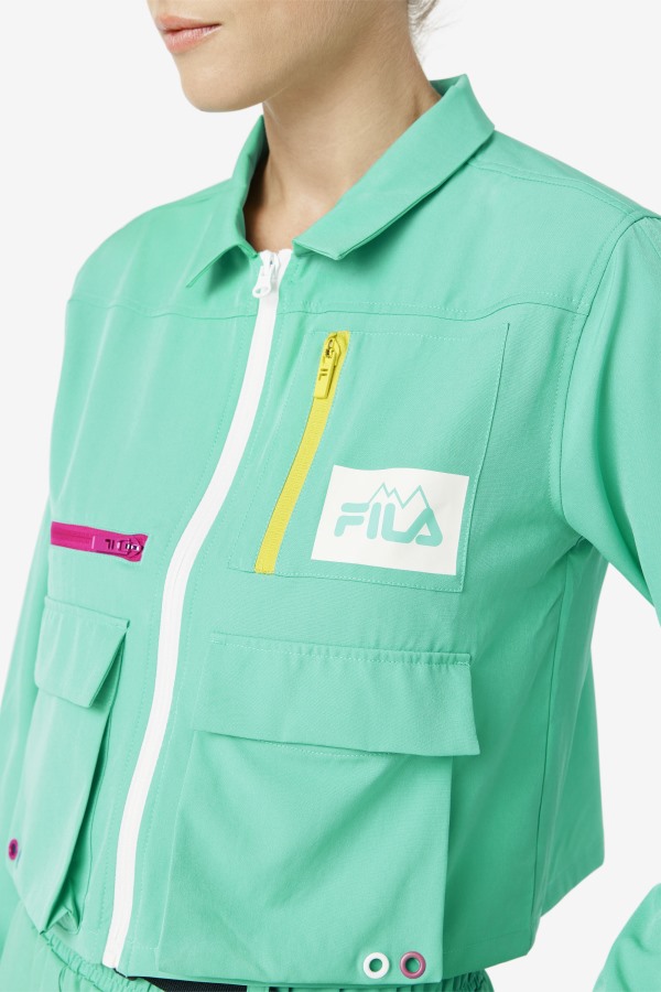 Marine Green Alina Zip Shirt Fila Outlets