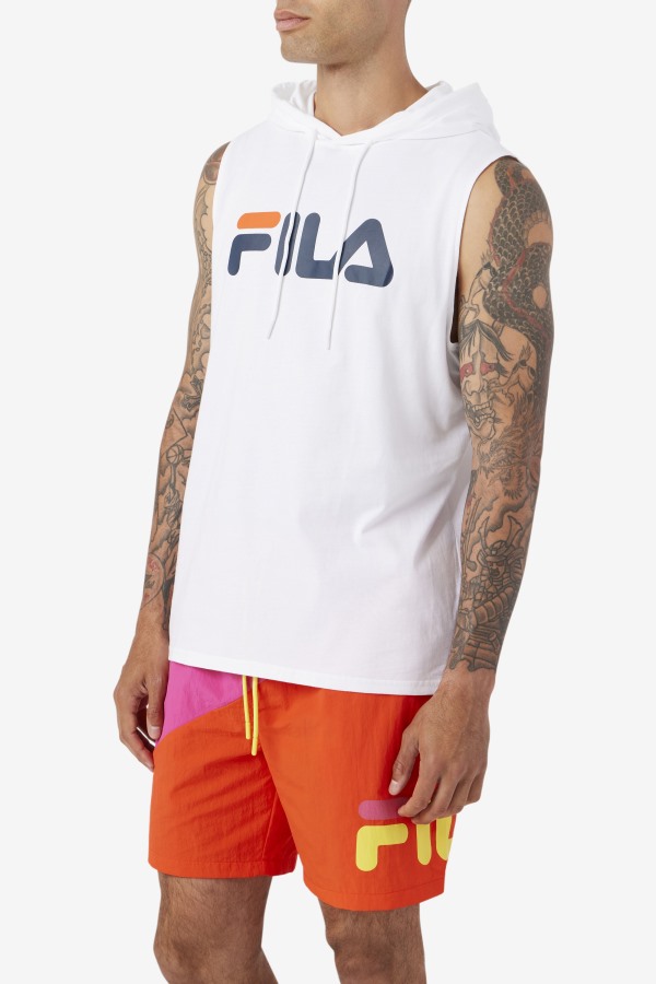 Fila Outlets White/Navy/Cherry Tomato Zany Sleeveless Hoodie
