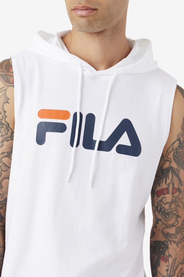 Fila Outlets White/Navy/Cherry Tomato Zany Sleeveless Hoodie