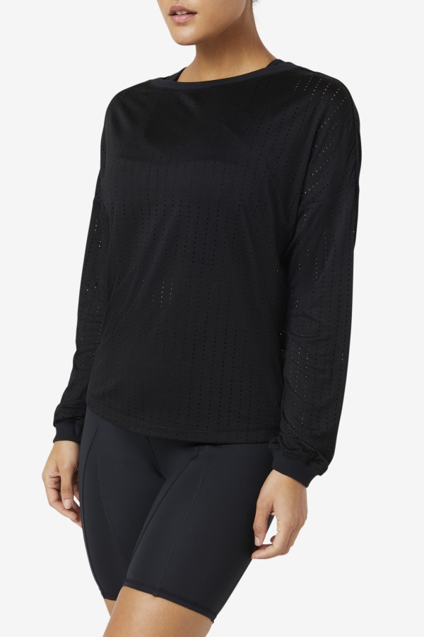 Black Fi-Lux Mesh Long Sleeve Top Fila Outlets