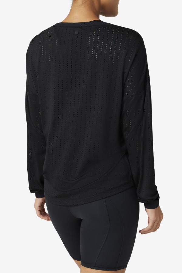 Black Fi-Lux Mesh Long Sleeve Top Fila Outlets