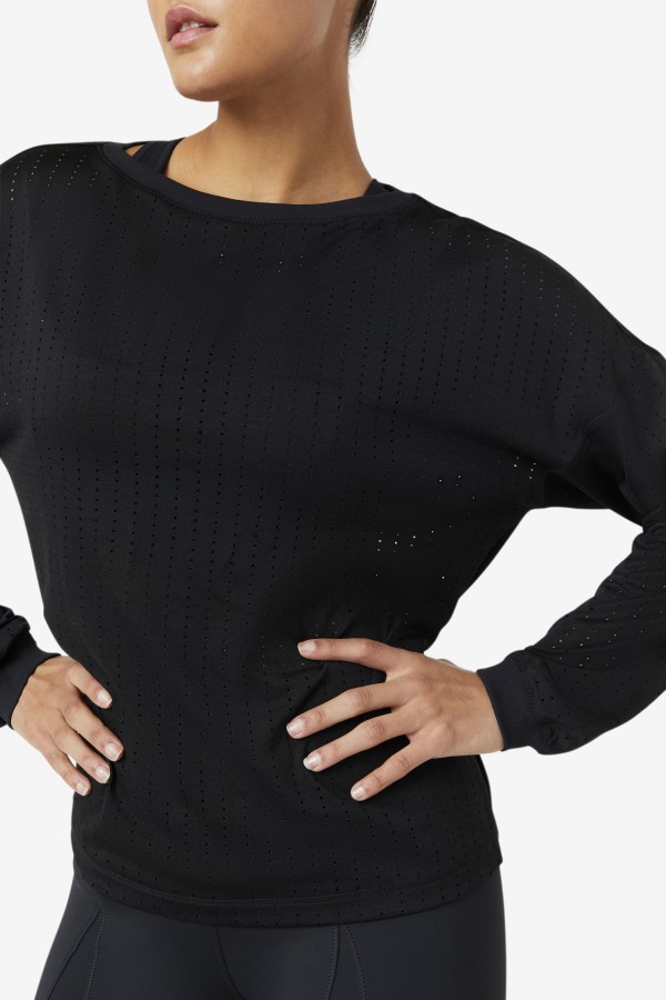 Black Fi-Lux Mesh Long Sleeve Top Fila Outlets
