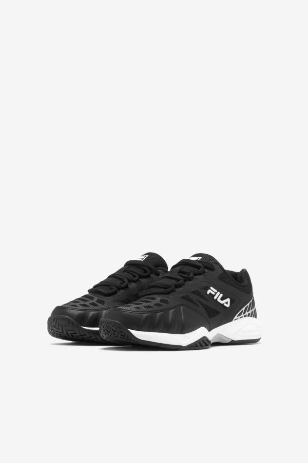 Kids\' Axilus Jr Fila Outlets Black/White/Metallic Silver