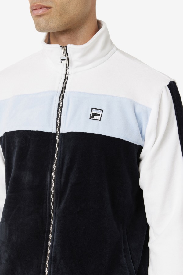 Black/White/Skyway Brice Velour Jacket Fila Outlets