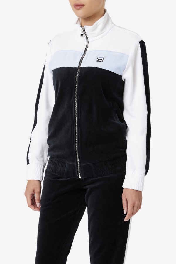 Black/White/Skyway Brice Velour Jacket Fila Outlets