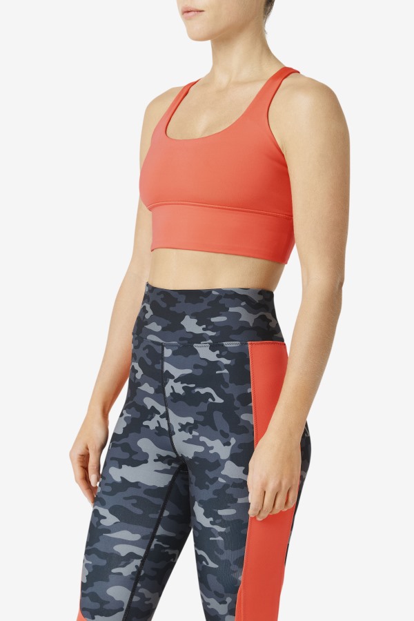Uplift Cross Back Bra Top Fila Outlets Hot Coral