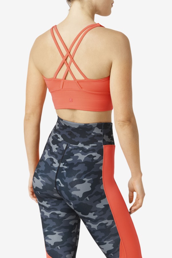 Uplift Cross Back Bra Top Fila Outlets Hot Coral