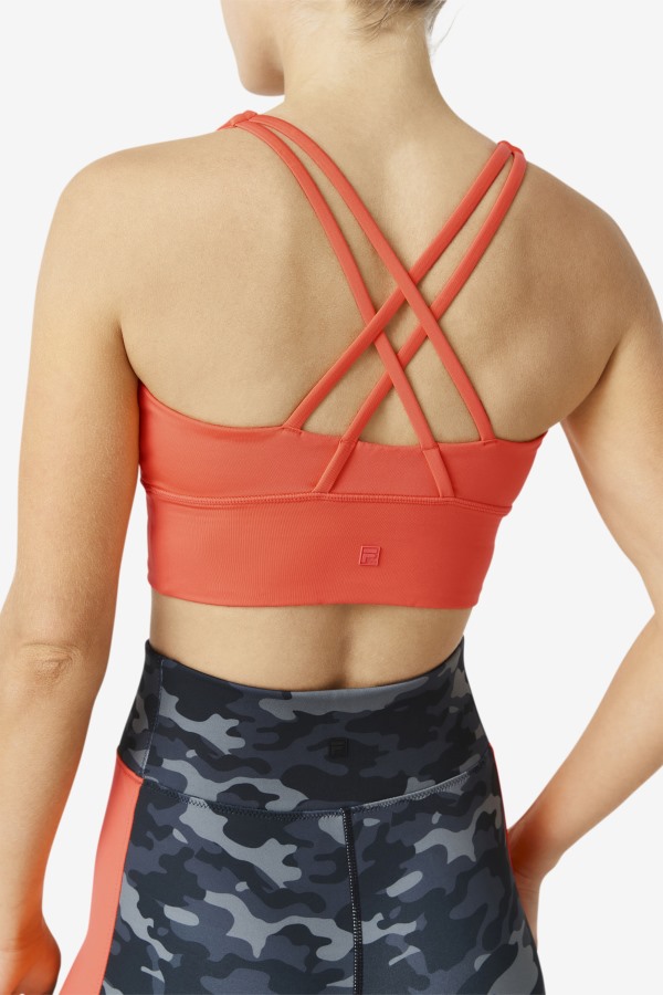 Uplift Cross Back Bra Top Fila Outlets Hot Coral
