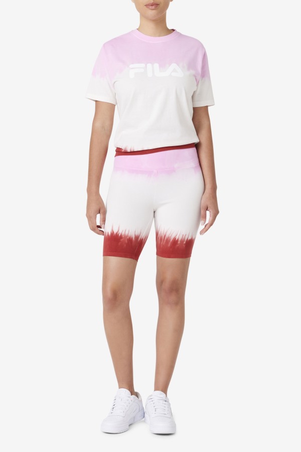 Taima Tie Dye Bike Short Fila Outlets Pirouette/White/Earth Red