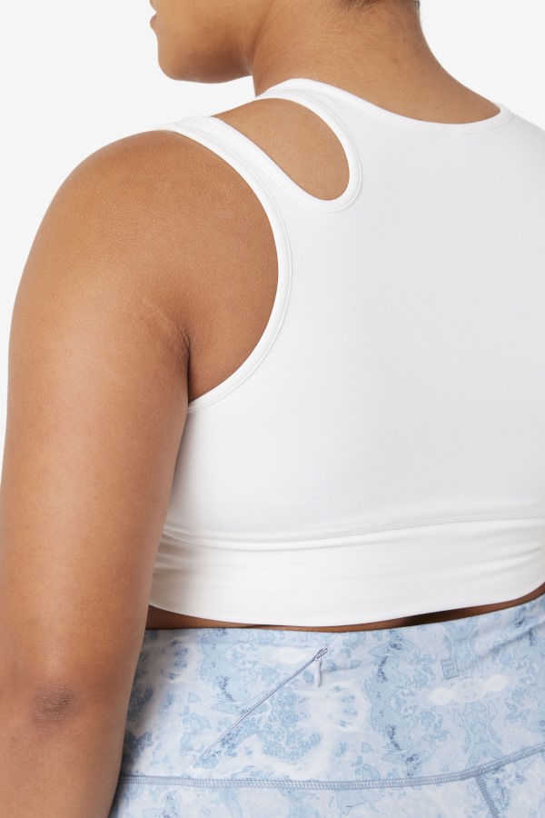 White Uplift Slice Crop Bra Top Fila Outlets