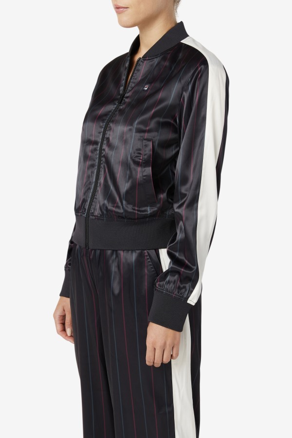 Farah Satin Track Jacket Fila Outlets Black/Tofu
