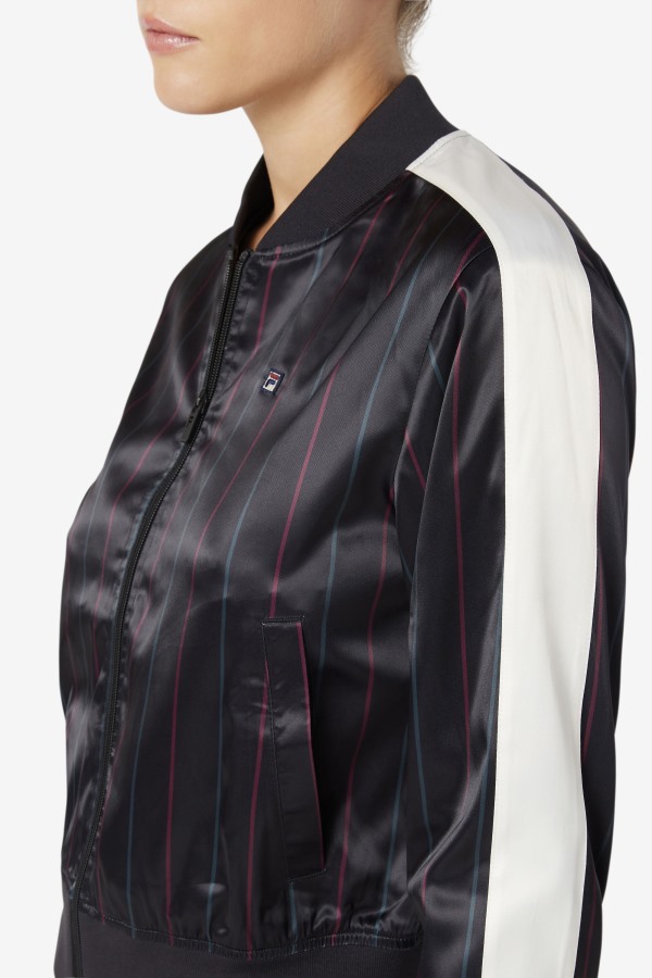 Farah Satin Track Jacket Fila Outlets Black/Tofu