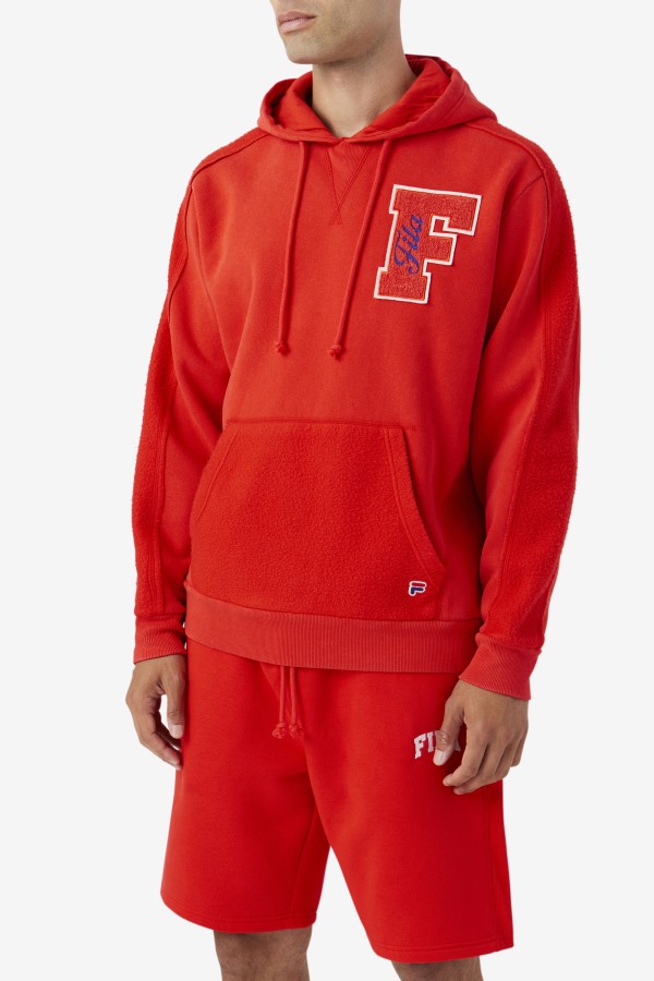 Fiery Red/Blue Fila Outlets Bryson Vintage Wash Hoodie