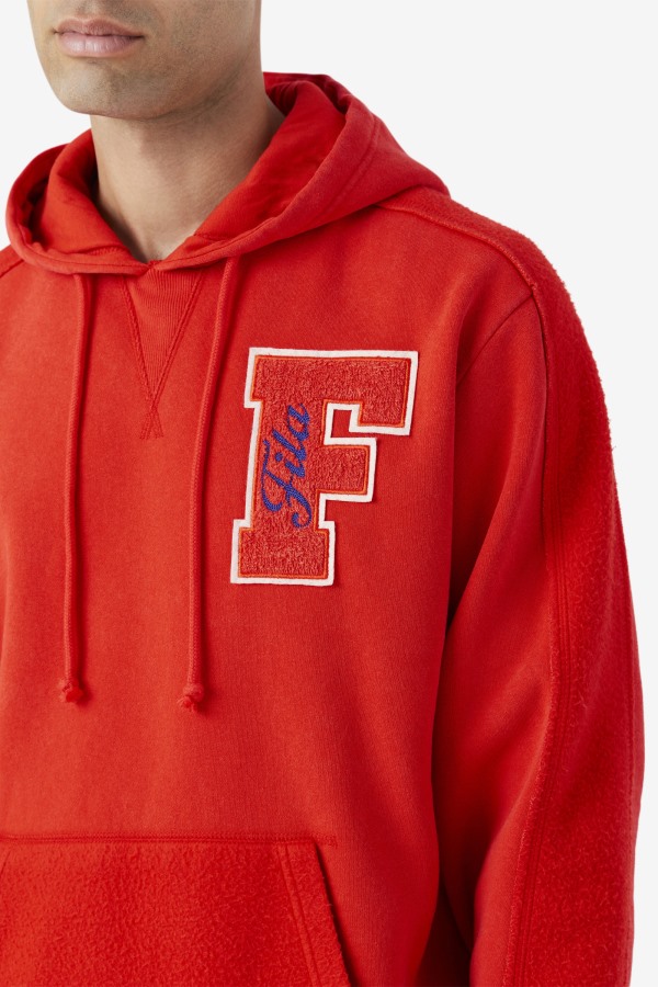 Fiery Red/Blue Fila Outlets Bryson Vintage Wash Hoodie