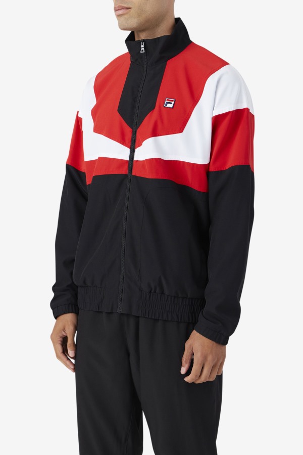 Black/Red/White Fila Outlets Amar Track Jacket