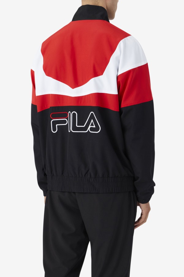 Black/Red/White Fila Outlets Amar Track Jacket