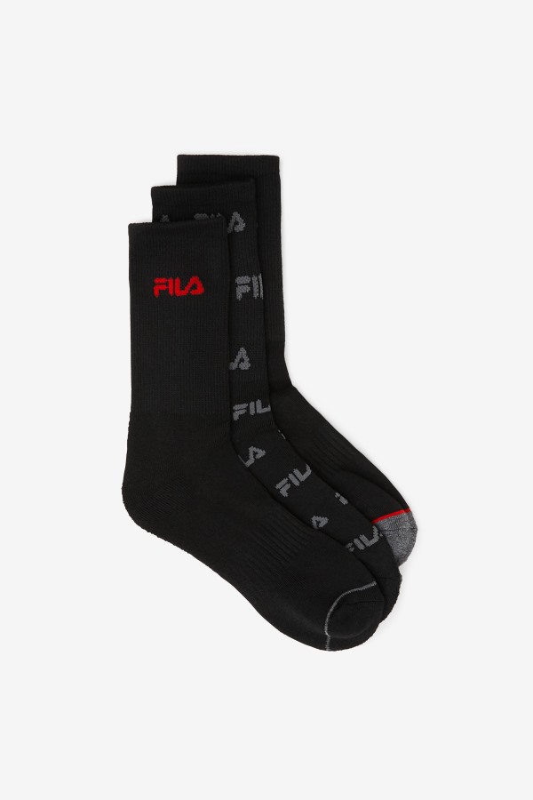 Fila Outlets Kids' Crew Sock 6-Pack Black