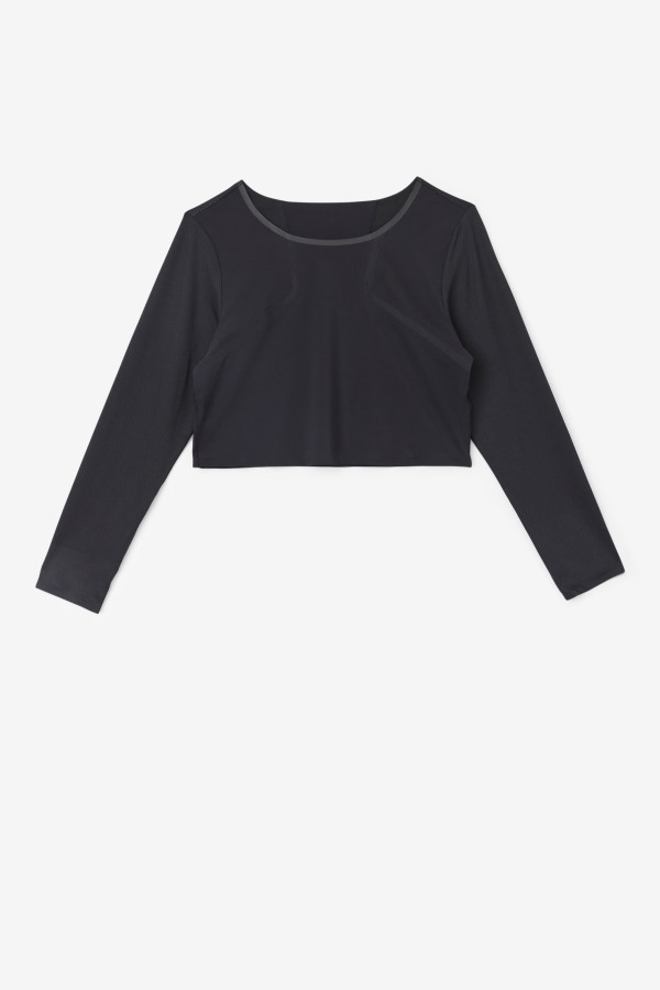 Black Uplift Long Sleeve Crop Top Fila Outlets