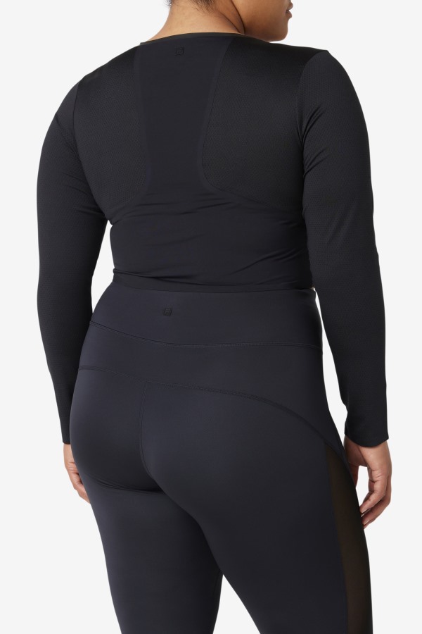 Black Uplift Long Sleeve Crop Top Fila Outlets