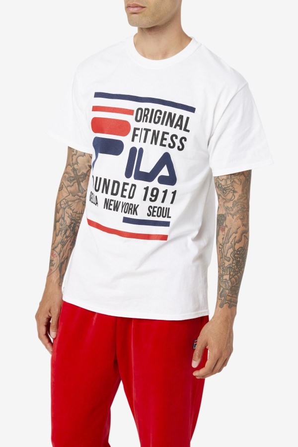 White/Navy/Red Original Fitness Tee Fila Outlets