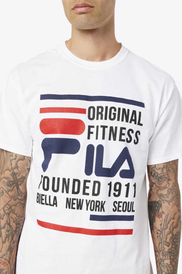 White/Navy/Red Original Fitness Tee Fila Outlets