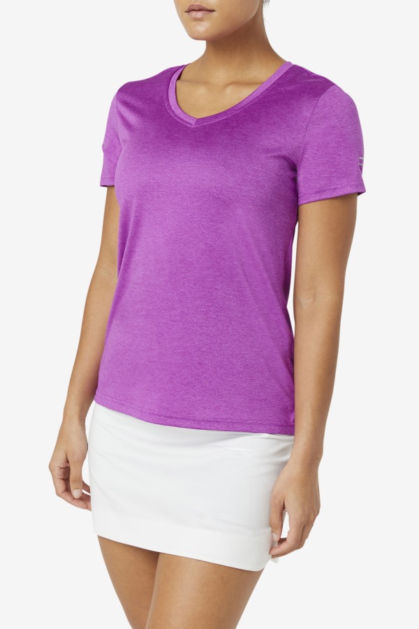 Pickleball Silky V-Neck Fila Outlets Purple Cactus Heather