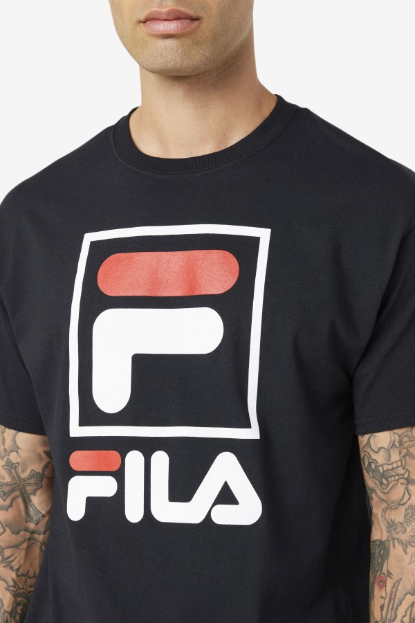 Fila Outlets Black/White/Red stacked tee shirt