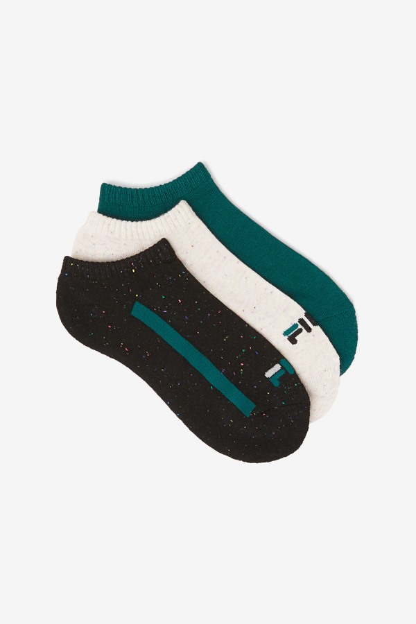 Women's Speckle Stripe No Show Sock 3-Pack Fila Outlets Black