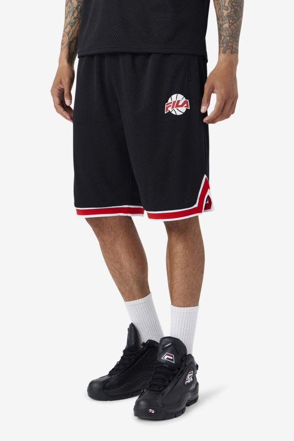Fila Outlets Black/Red/White Ovi Basketball Short