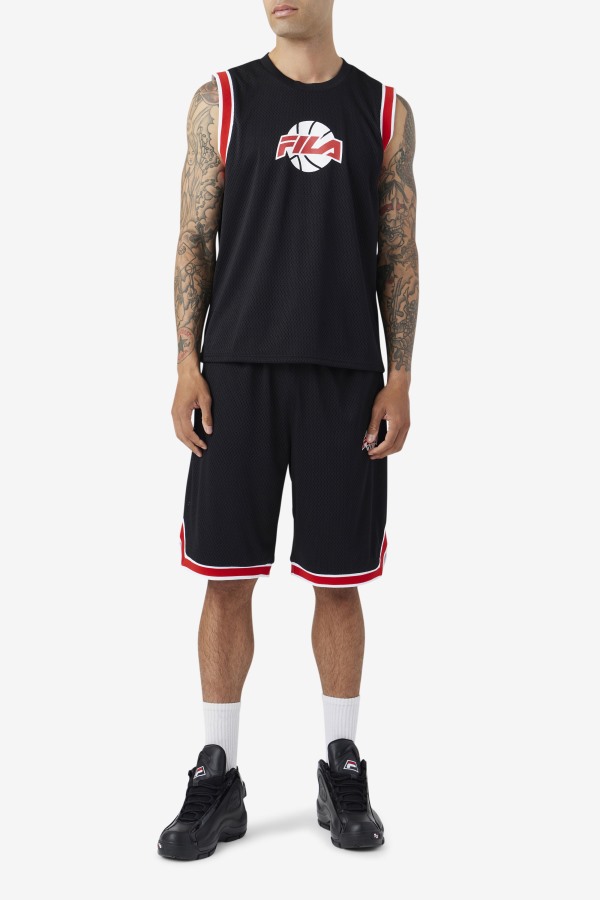 Fila Outlets Black/Red/White Ovi Basketball Short