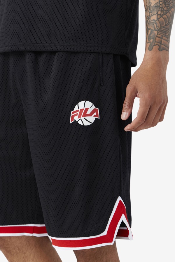 Fila Outlets Black/Red/White Ovi Basketball Short