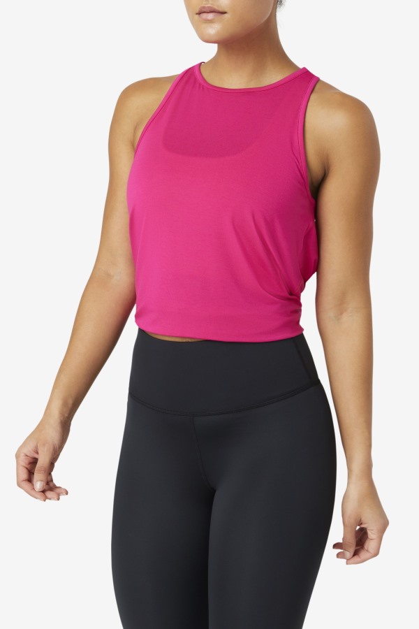 Bright Pink Fi-Lux Open Back Tank Top Fila Outlets