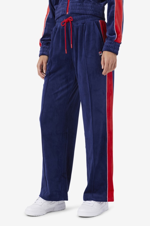 Navy/White/Red Fila Outlets Valery Velour Pant
