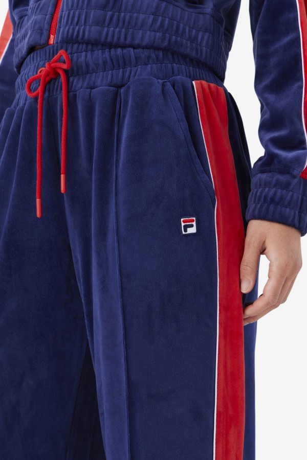 Navy/White/Red Fila Outlets Valery Velour Pant