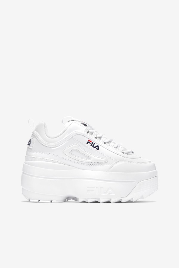 White/Navy/Red Women's Disruptor 2 Wedge Patent Fila Outlets