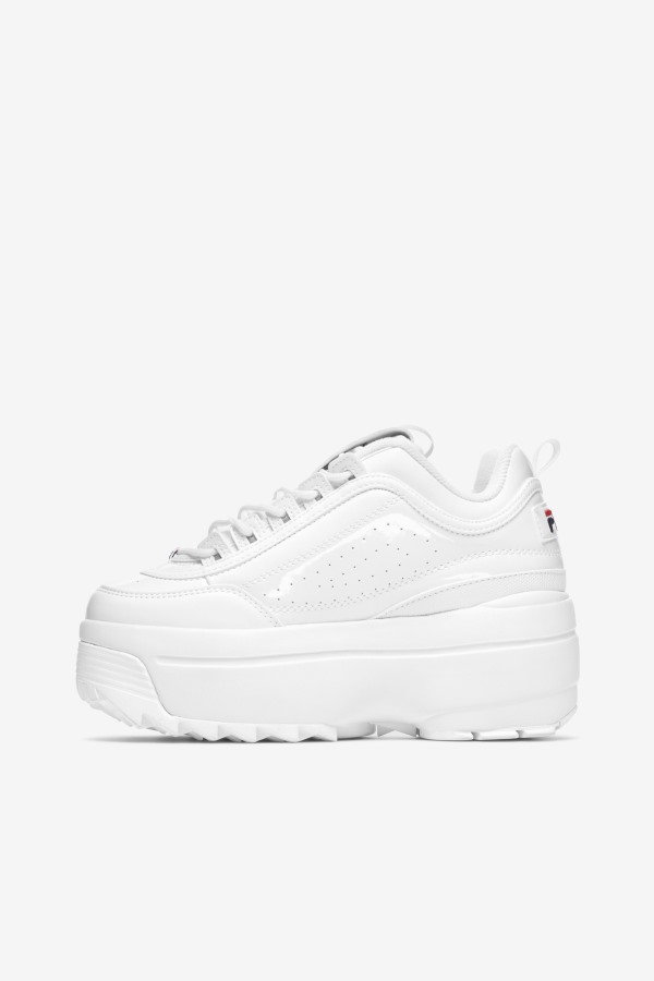 White/Navy/Red Women\'s Disruptor 2 Wedge Patent Fila Outlets