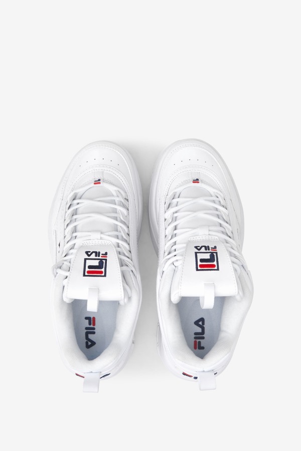 White/Navy/Red Women\'s Disruptor 2 Wedge Patent Fila Outlets