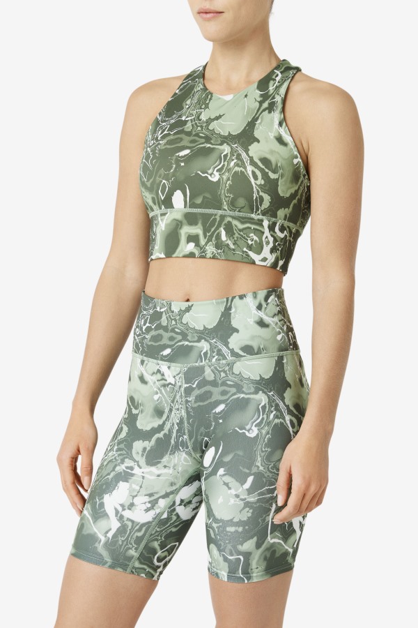 Uplift High Neck Sports Bra Fila Outlets Basil Marble