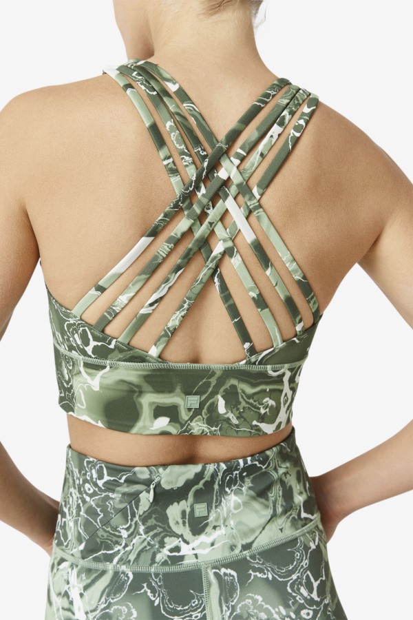 Uplift High Neck Sports Bra Fila Outlets Basil Marble