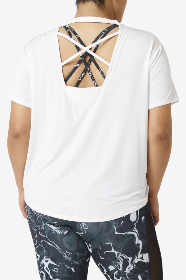 White Fi-Lux Short Sleeve Top Fila Outlets