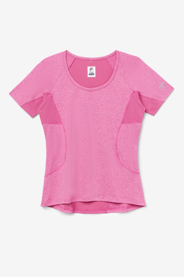 Fila Outlets Pink Glow Heather Pickleball Short Sleeve Top