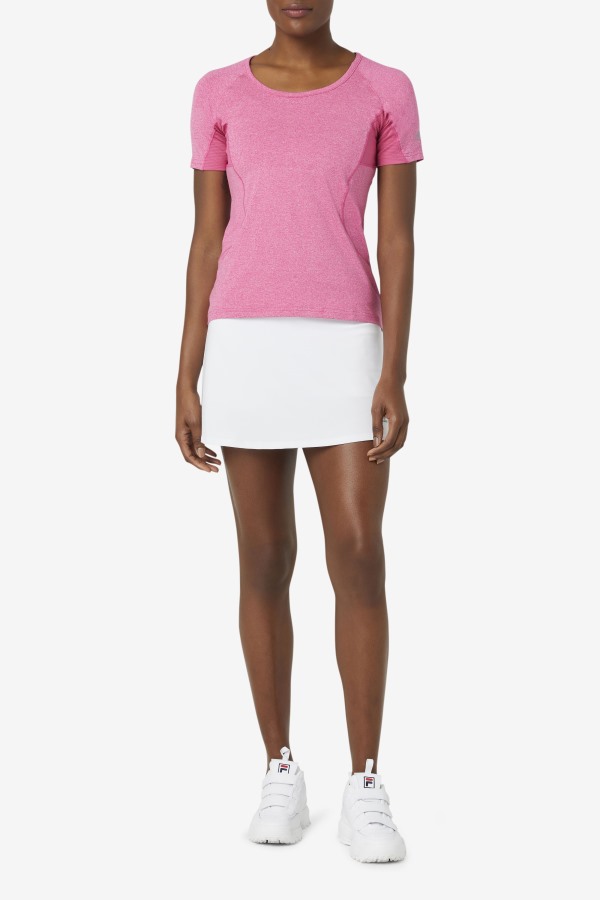 Fila Outlets Pink Glow Heather Pickleball Short Sleeve Top
