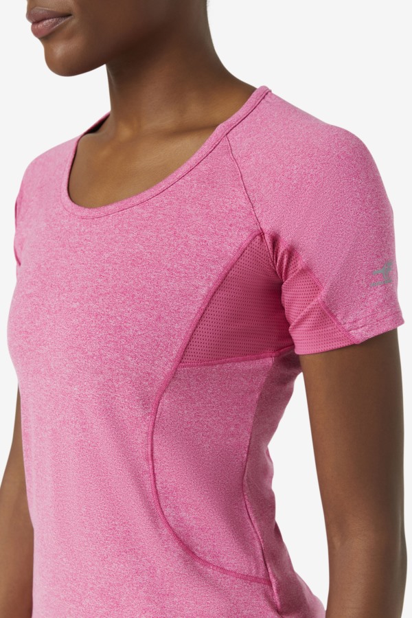 Fila Outlets Pink Glow Heather Pickleball Short Sleeve Top