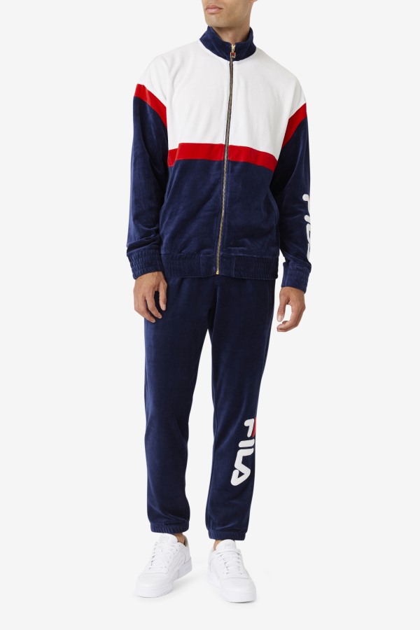 Mansur Velour Pant Navy/White/Red Fila Outlets