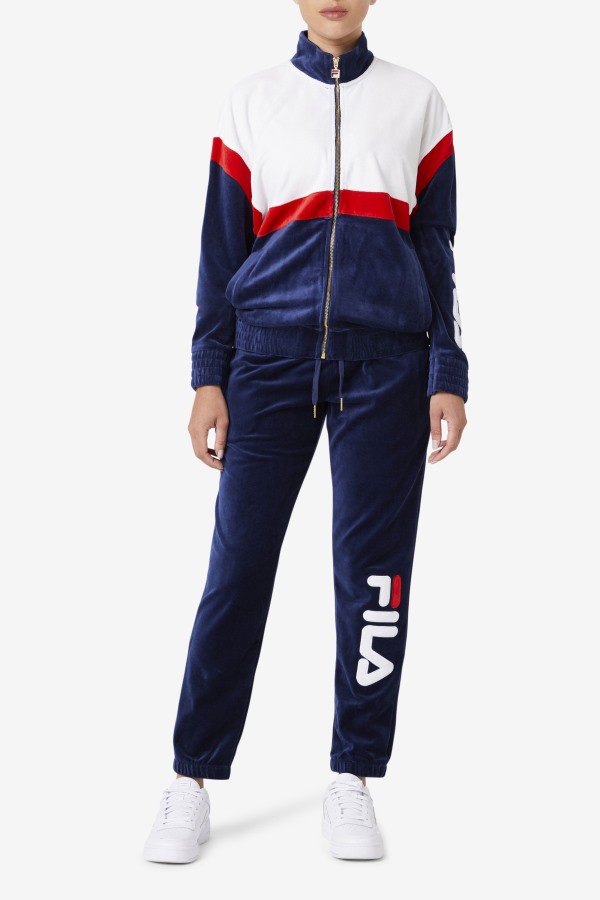 Mansur Velour Pant Navy/White/Red Fila Outlets